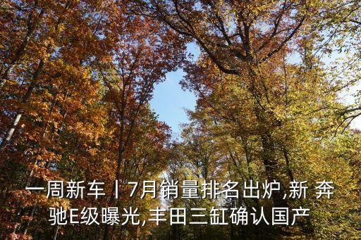 一周新車丨7月銷量排名出爐,新 奔馳E級曝光,豐田三缸確認國產