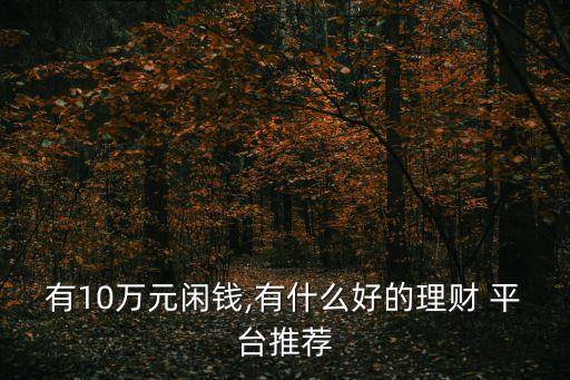 有10萬元閑錢,有什么好的理財(cái) 平臺推薦