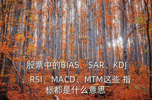  股票中的BIAS、SAR、KDJ、RSI、MACD、MTM這些 指標都是什么意思