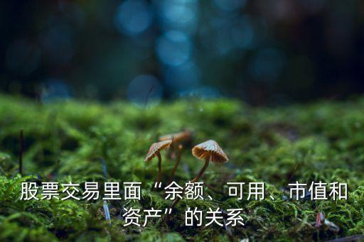  股票交易里面“余額、可用、市值和 資產(chǎn)”的關(guān)系