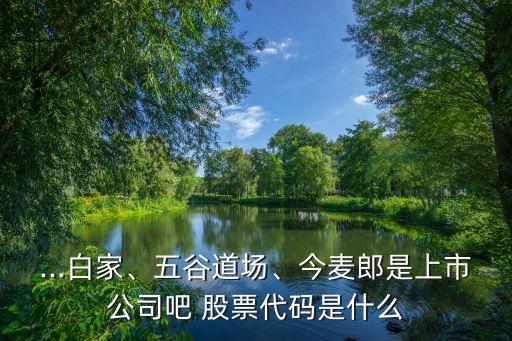 ...白家、五谷道場、今麥郎是上市公司吧 股票代碼是什么