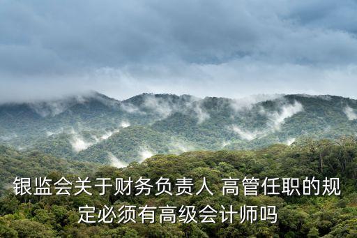 銀監(jiān)會關(guān)于財(cái)務(wù)負(fù)責(zé)人 高管任職的規(guī)定必須有高級會計(jì)師嗎