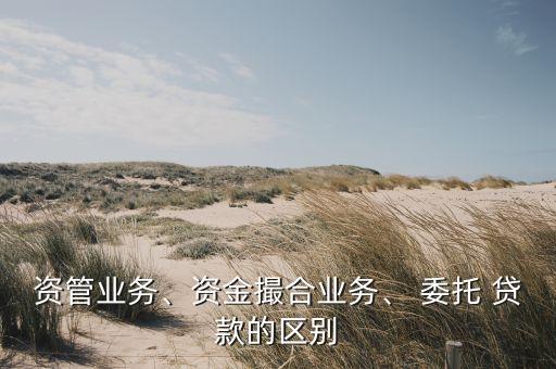 資管業(yè)務、資金撮合業(yè)務、 委托 貸款的區(qū)別