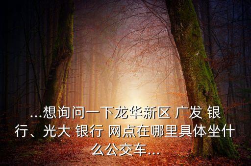 ...想詢問一下龍華新區(qū) 廣發(fā) 銀行、光大 銀行 網點在哪里具體坐什么公交車...