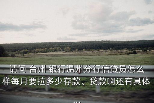 請問 臺(tái)州 銀行溫州分行信貸員怎么樣每月要拉多少存款、貸款啊還有具體...