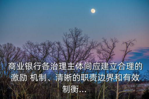  商業(yè)銀行各治理主體間應(yīng)建立合理的 激勵 機(jī)制、清晰的職責(zé)邊界和有效制衡...