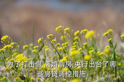 為了打擊假 離婚購(gòu)房,央行出臺(tái)了哪些房貸調(diào)控措施