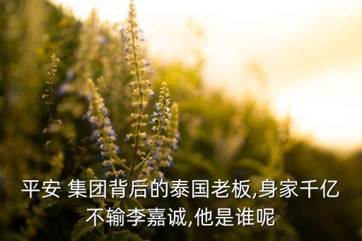 平安 集團(tuán)背后的泰國(guó)老板,身家千億不輸李嘉誠(chéng),他是誰呢