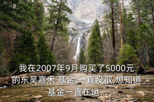 我在2007年9月購(gòu)買(mǎi)了5000元的東吳嘉禾 基金,一直沒(méi)取,想知道 基金一直在運(yùn)...