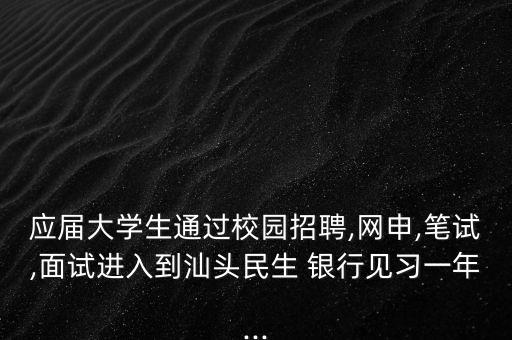 應屆大學生通過校園招聘,網(wǎng)申,筆試,面試進入到汕頭民生 銀行見習一年...