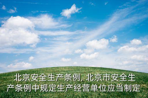  北京安全生產條例, 北京市安全生產條例中規(guī)定生產經營單位應當制定