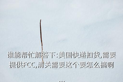 誰能幫忙解答下:美國(guó)快遞扣貨,需要提供FCC,清關(guān)需要這個(gè)要怎么搞啊...