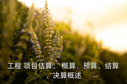 工程 項目估算、 概算、預(yù)算、結(jié)算、決算概述