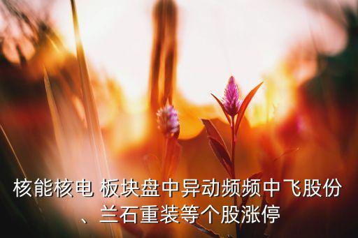 核能核電 板塊盤中異動頻頻中飛股份、蘭石重裝等個股漲停