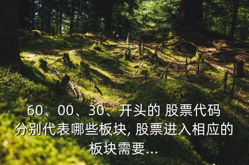 60、00、30、開頭的 股票代碼分別代表哪些板塊, 股票進(jìn)入相應(yīng)的板塊需要...