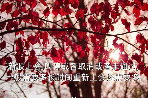 新股上會,叫?；蛘呷∠蛘呶赐ㄟ^,一般需要多長時間重新上會還需要多...