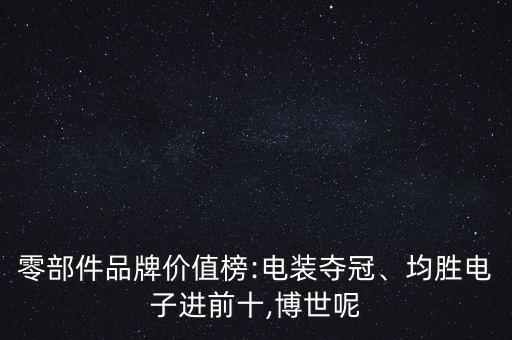 零部件品牌價值榜:電裝奪冠、均勝電子進(jìn)前十,博世呢
